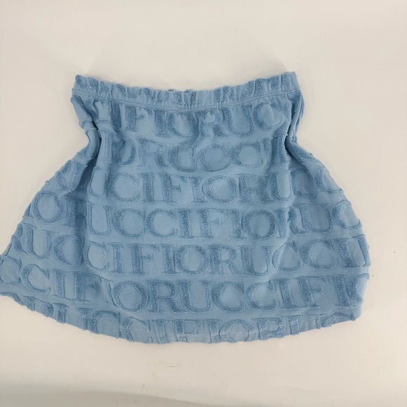Fiorucci Baby Blue Terry Cloth Logo Designer Mini Skirt - Picture 2 of 4